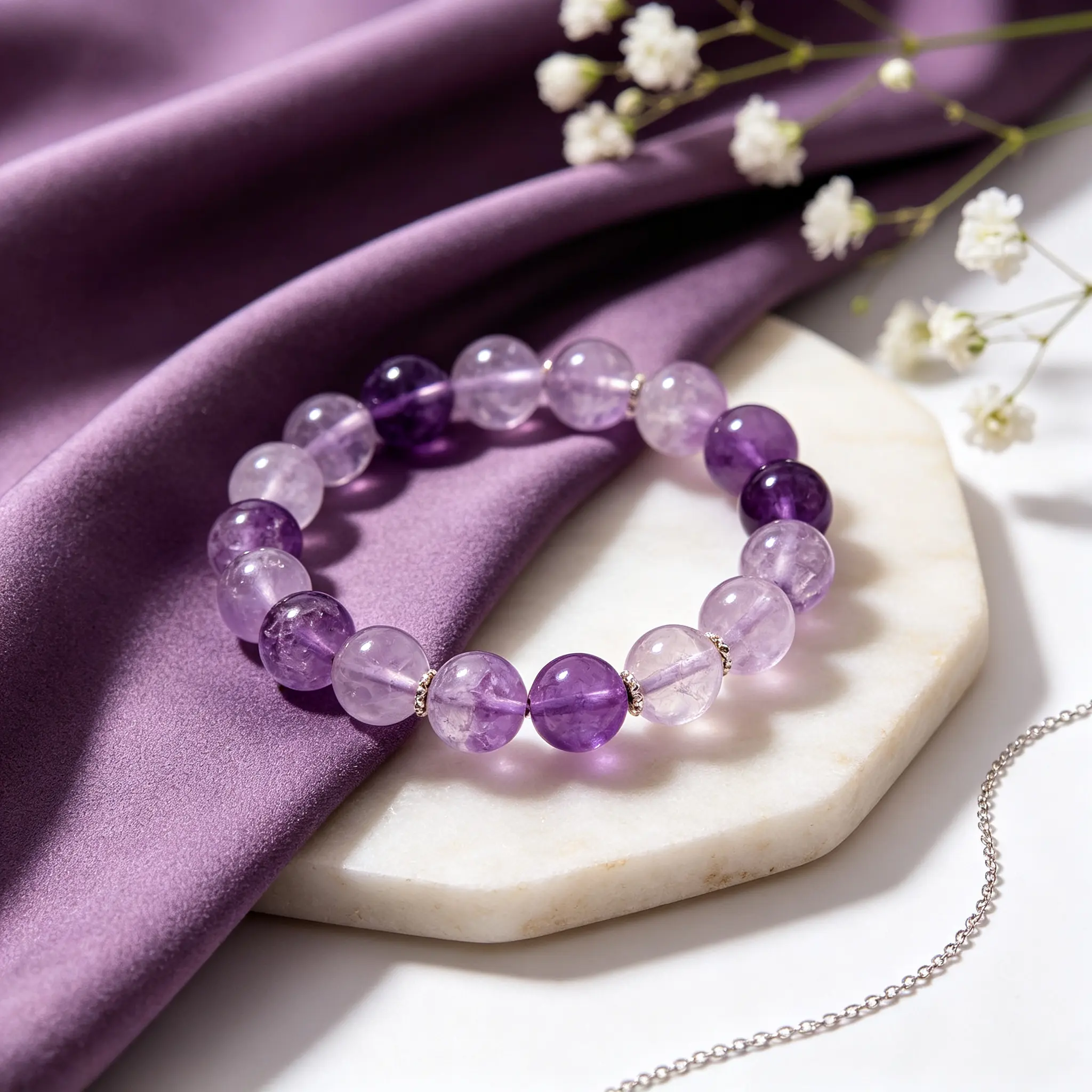 Amethyst Bracelet | Natural Calming Purple Crystal Jewelry | Koreli
